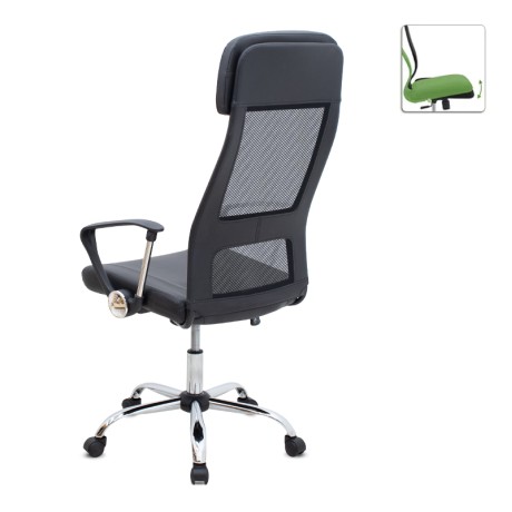 Ovis Megapap office chair with PU and Mesh fabric in black color 63x63x119/129cm.