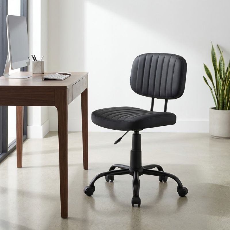 Romano Megapap office chair PU leather in black color 46x53x79/86cm.