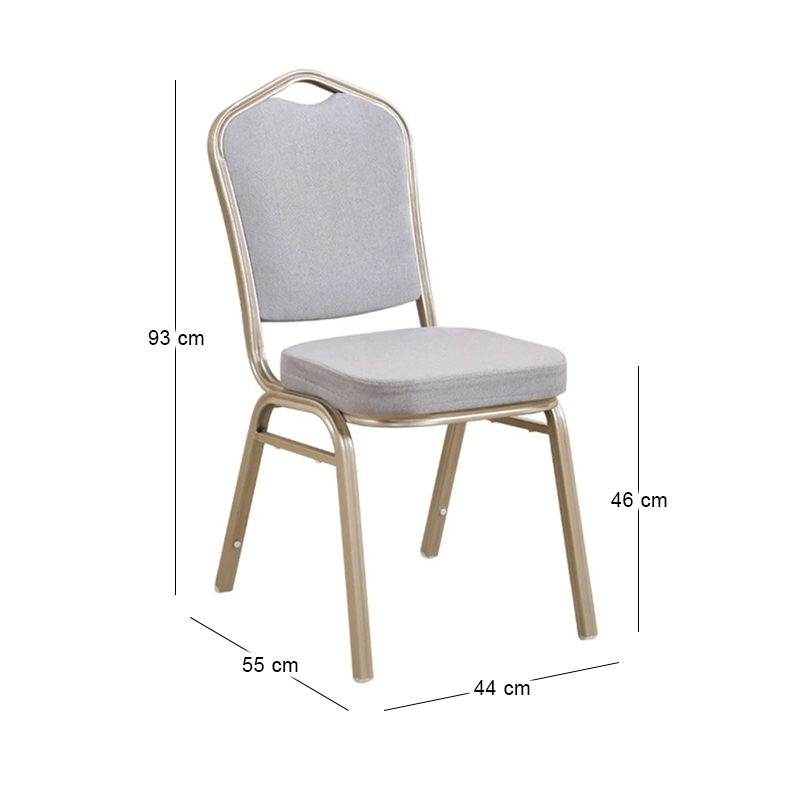HILTON Banquet chair, Light Gold Metal Frame/Grey Fabric