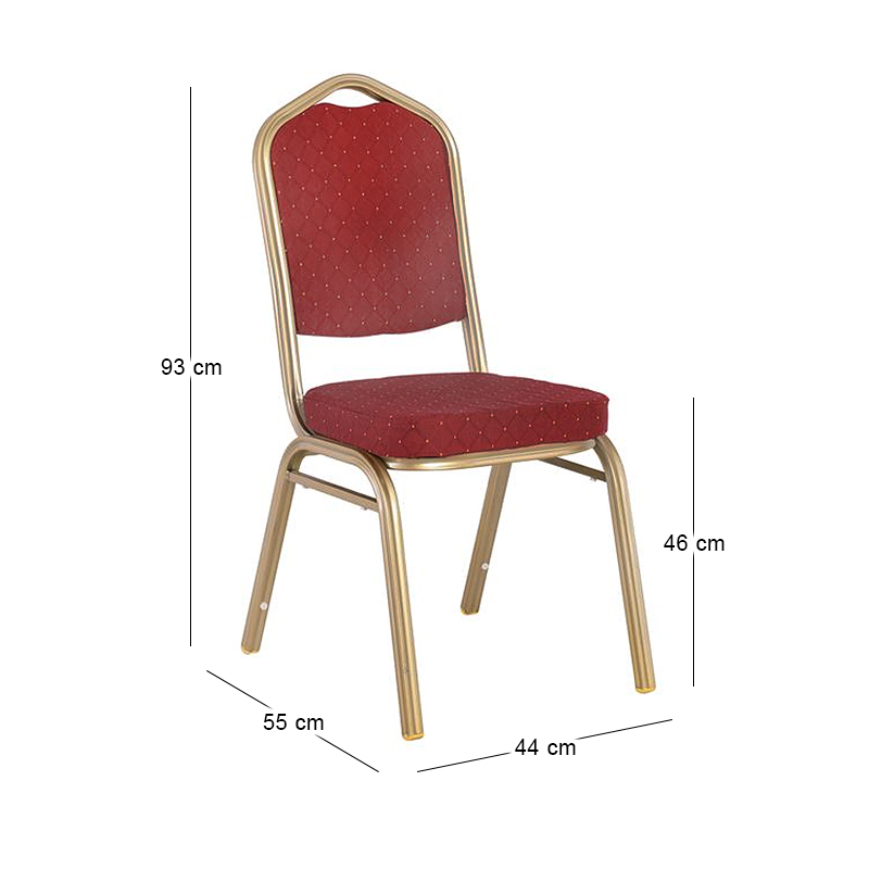 HILTON Banquet chair, Light Gold Metal Frame/Red Fabric