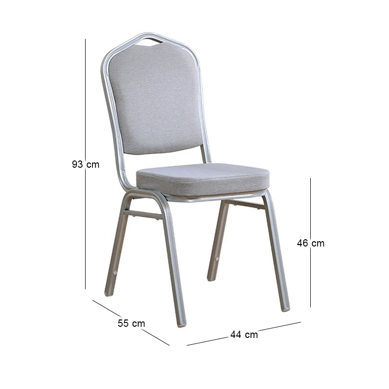HILTON Banquet chair, Grey Fabric, Silver Metal Frame