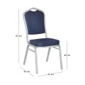 HILTON Banquet chair, Blue Fabric, Silver Metal Frame