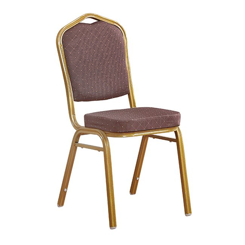 HILTON Banquet chair, Brown Fabric, Gold Metal Frame