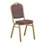 HILTON Banquet chair, Brown Fabric, Gold Metal Frame