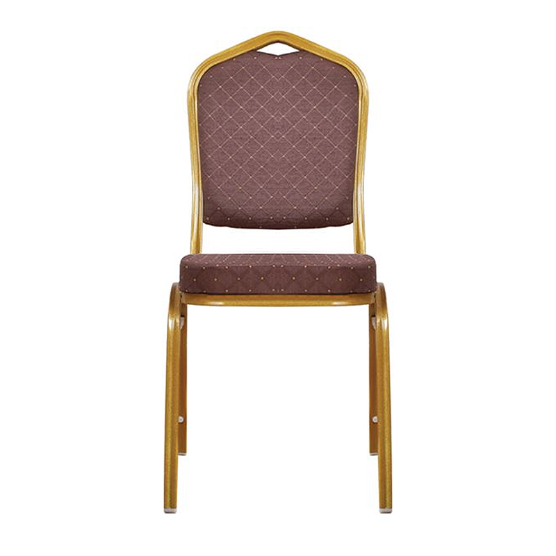 HILTON Banquet chair, Brown Fabric, Gold Metal Frame