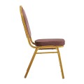HILTON Banquet chair, Brown Fabric, Gold Metal Frame