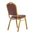 HILTON Banquet chair, Brown Fabric, Gold Metal Frame