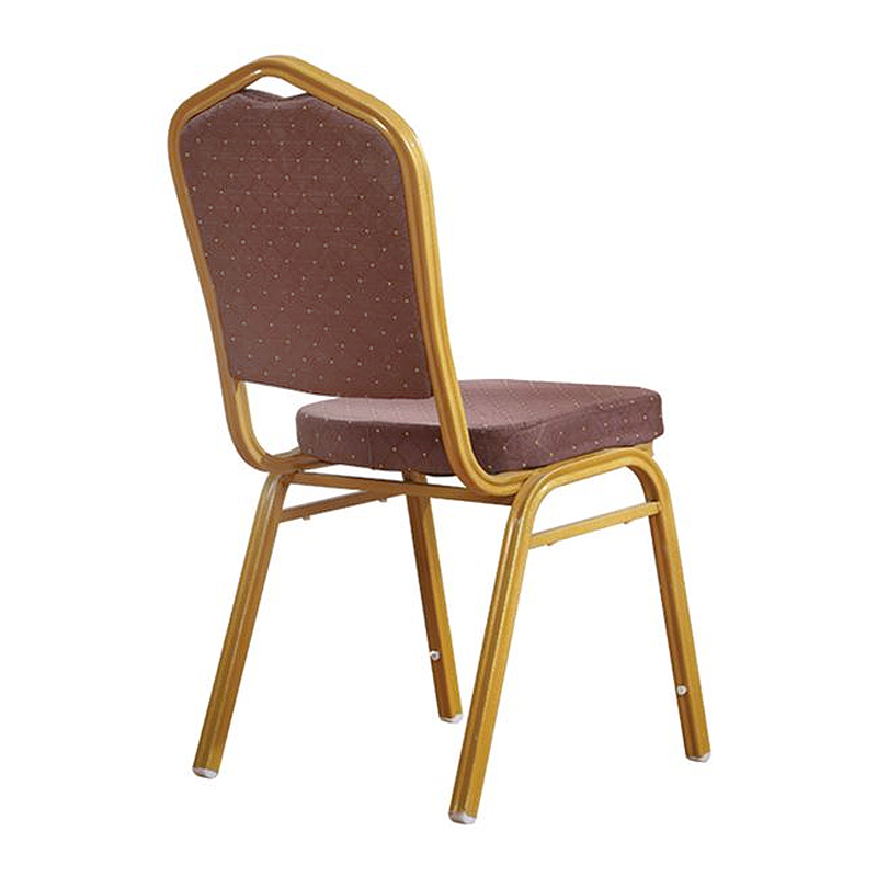 HILTON Banquet chair, Brown Fabric, Gold Metal Frame