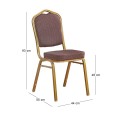 HILTON Banquet chair, Brown Fabric, Gold Metal Frame