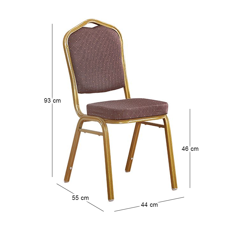 HILTON Banquet chair, Brown Fabric, Gold Metal Frame