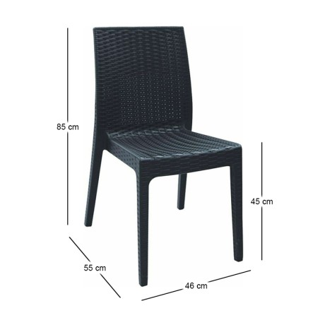 Καρέκλα κήπου πολυπροπυλενίου rattan look Dafne στοιβαζόμενη UV προστασία χρώμα ανθρακί 46x55x85εκ.