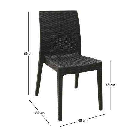 Καρέκλα κήπου πολυπροπυλενίου rattan look Dafne στοιβαζόμενη UV προστασία χρώμα καφέ 46x55x85εκ.