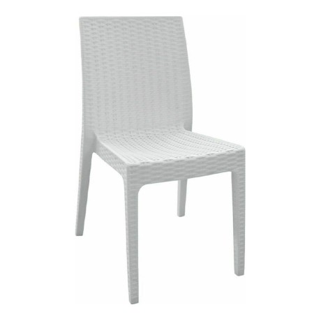 Καρέκλα κήπου πολυπροπυλενίου rattan look Dafne στοιβαζόμενη UV προστασία χρώμα λευκό 46x55x85εκ.
