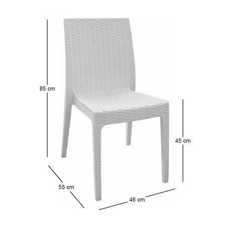 Καρέκλα κήπου πολυπροπυλενίου rattan look Dafne στοιβαζόμενη UV προστασία χρώμα λευκό 46x55x85εκ.