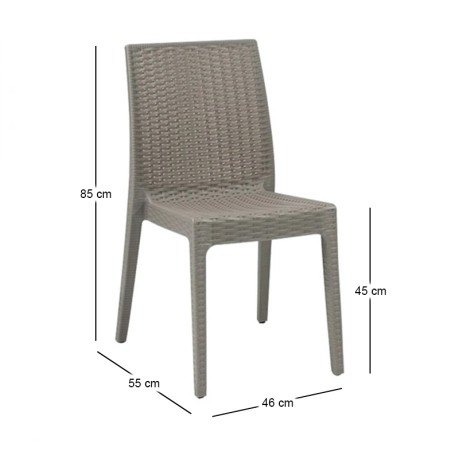 Καρέκλα κήπου πολυπροπυλενίου rattan look Dafne στοιβαζόμενη UV προστασία χρώμα tortora 46x55x85εκ.