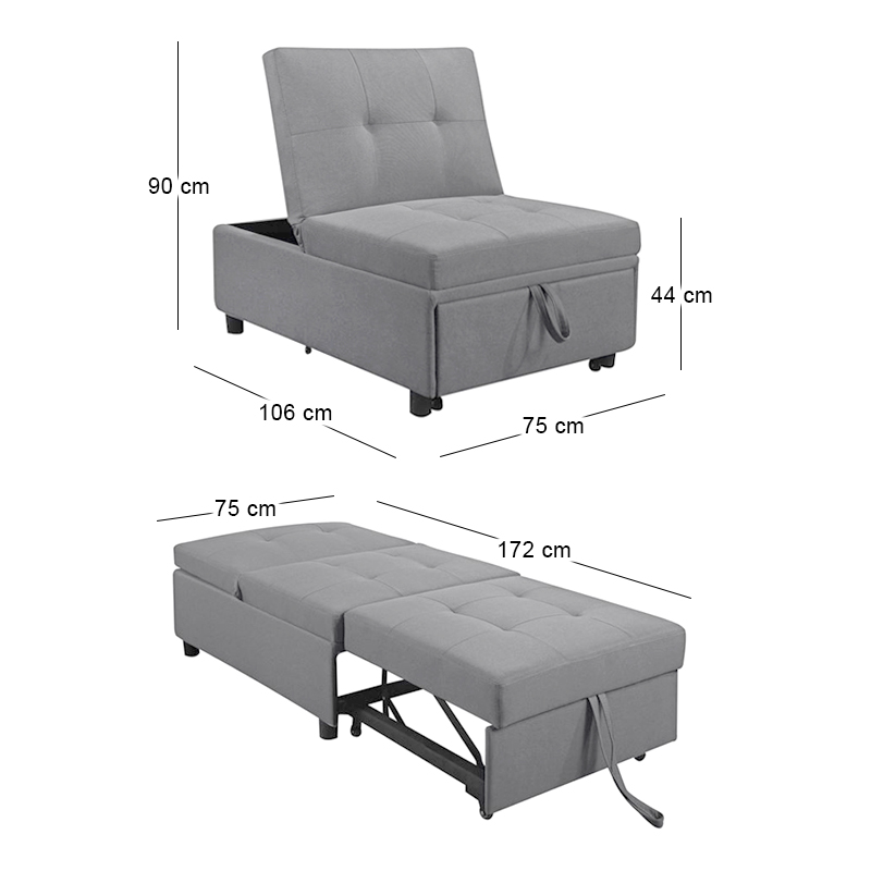 IMOLA Chair-Bed / Fabric Light Grey