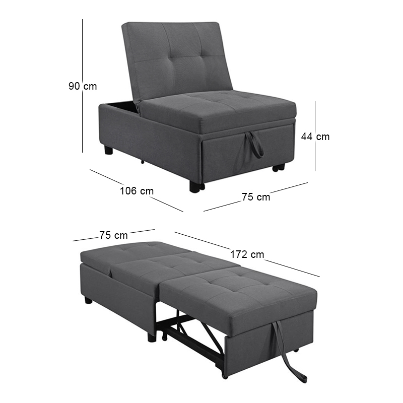 IMOLA Chair-Bed / Fabric Dark Grey