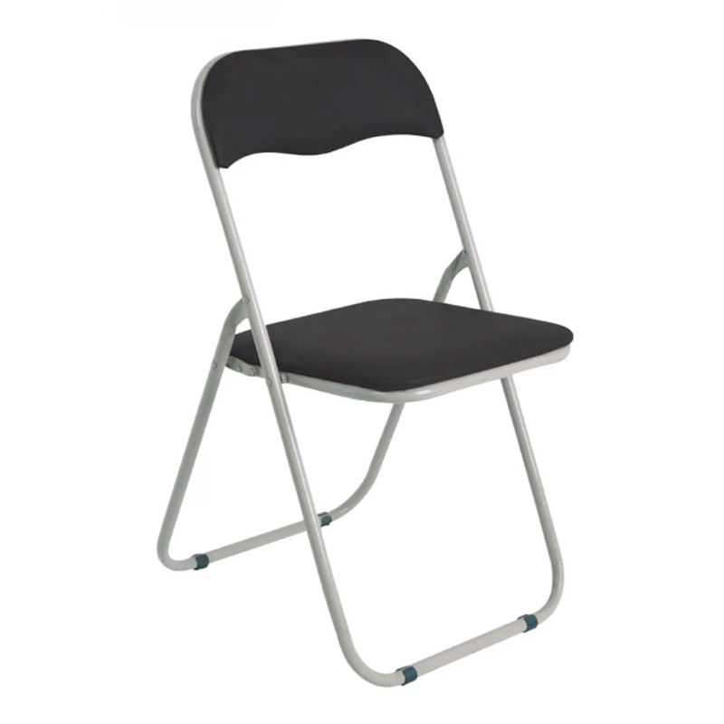 LINDA Folding Chair Black Pvc (Grey Paint)