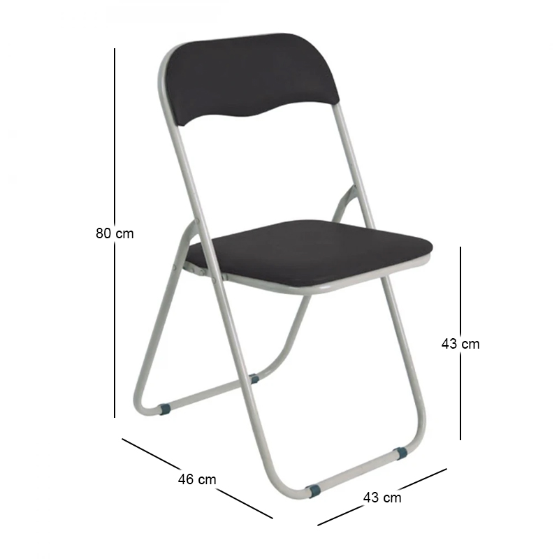 LINDA Folding Chair Black Pvc (Grey Paint)