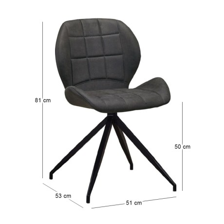 NORMA Chair Black Metal/Suede Dark Grey Fabric