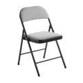BRENDA Folding Chair Grey Fabric (Black Paint)