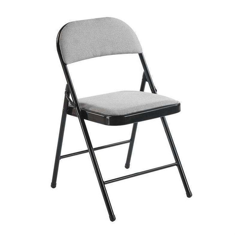BRENDA Folding Chair Grey Fabric (Black Paint)