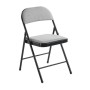 BRENDA Folding Chair Grey Fabric (Black Paint)