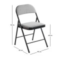 BRENDA Folding Chair Grey Fabric (Black Paint)