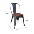 RELIX Wood Dark Oak Chair Steel Antique Black