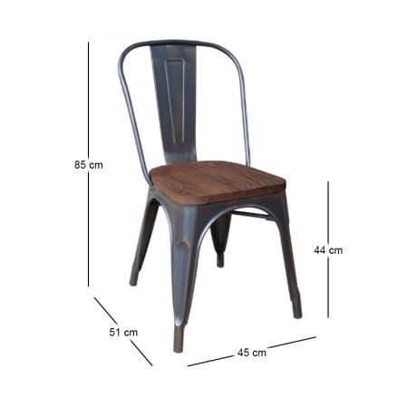 RELIX Wood Dark Oak Chair Steel Antique Black