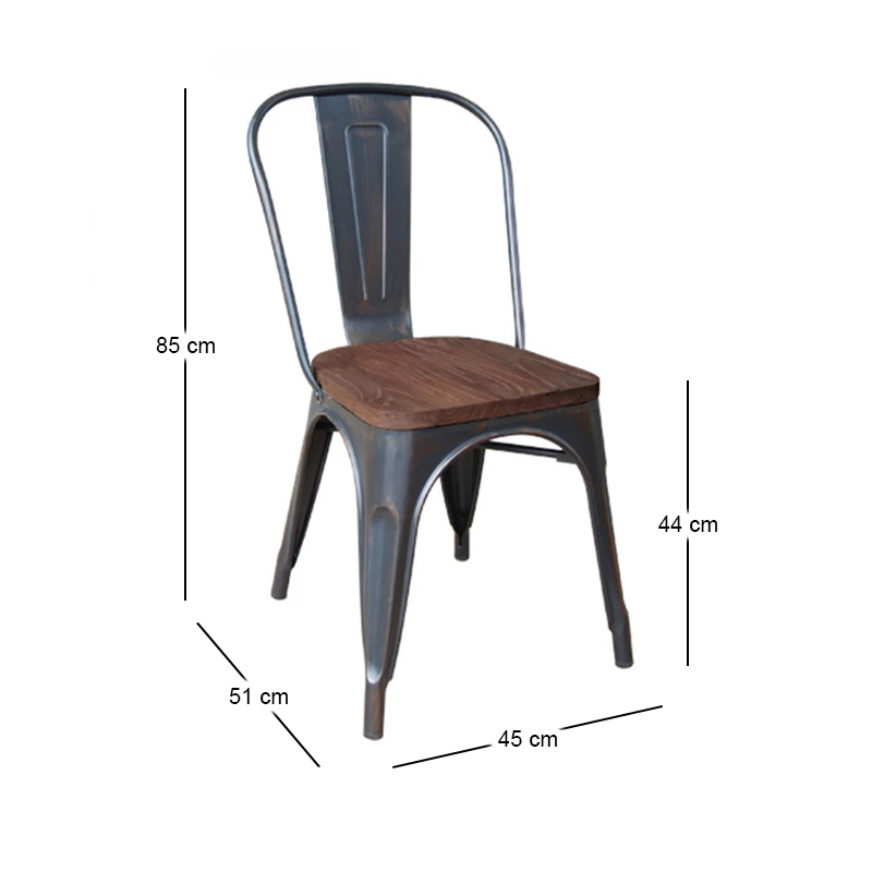 RELIX Wood Dark Oak Chair Steel Antique Black
