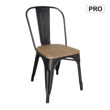 RELIX Wood Natural Oak Chair Steel Antique Black