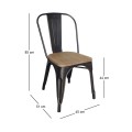RELIX Wood Natural Oak Chair Steel Antique Black