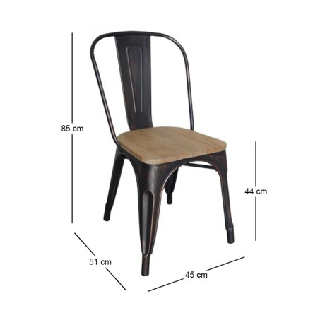 RELIX Wood Natural Oak Chair Steel Antique Black