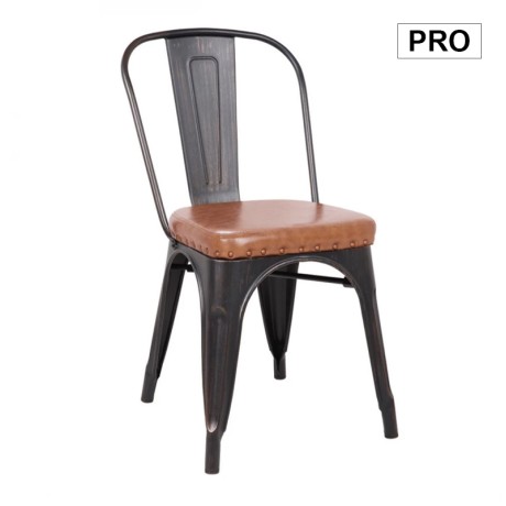 RELIX Chair Steel Antique Black/Pu Seat Camel