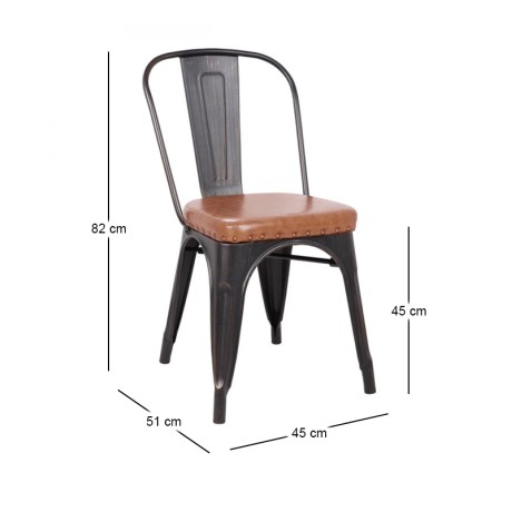 RELIX Chair Steel Antique Black/Pu Seat Camel