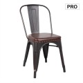 RELIX Chair Steel Antique Black/Pu Seat Dark Brown