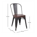 RELIX Chair Steel Antique Black/Pu Seat Dark Brown