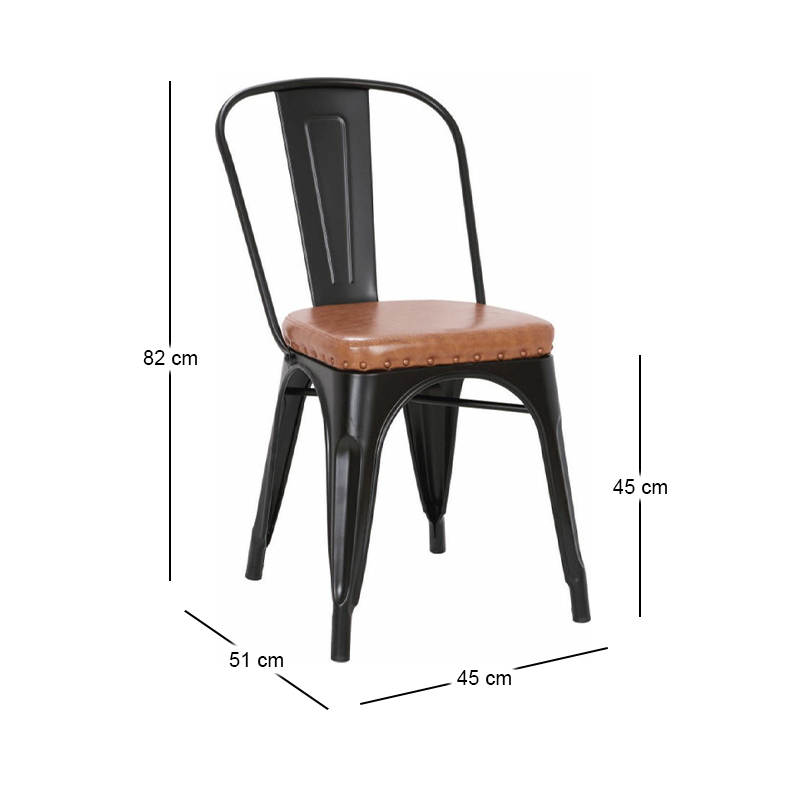 RELIX Chair Steel Black Matte/Pu Seat Camel