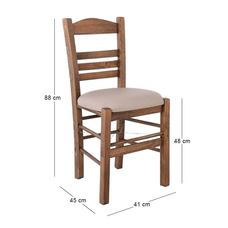 SIFNOS Beech Chair Impregnation Walnut/Pu Cappuccino