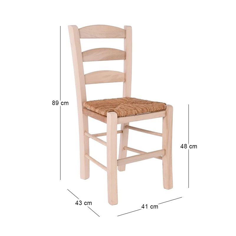 SKIROS Chair Unpainted with Rush Seat
