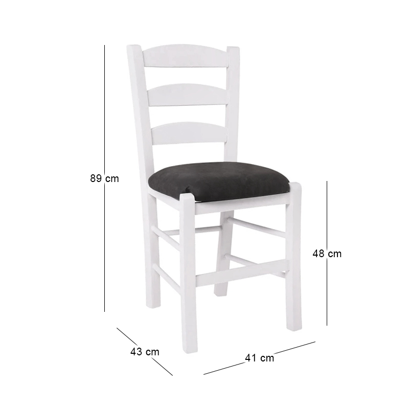 SKIROS Beech Chair Impregnation Lacquer White/Suede Anthracite