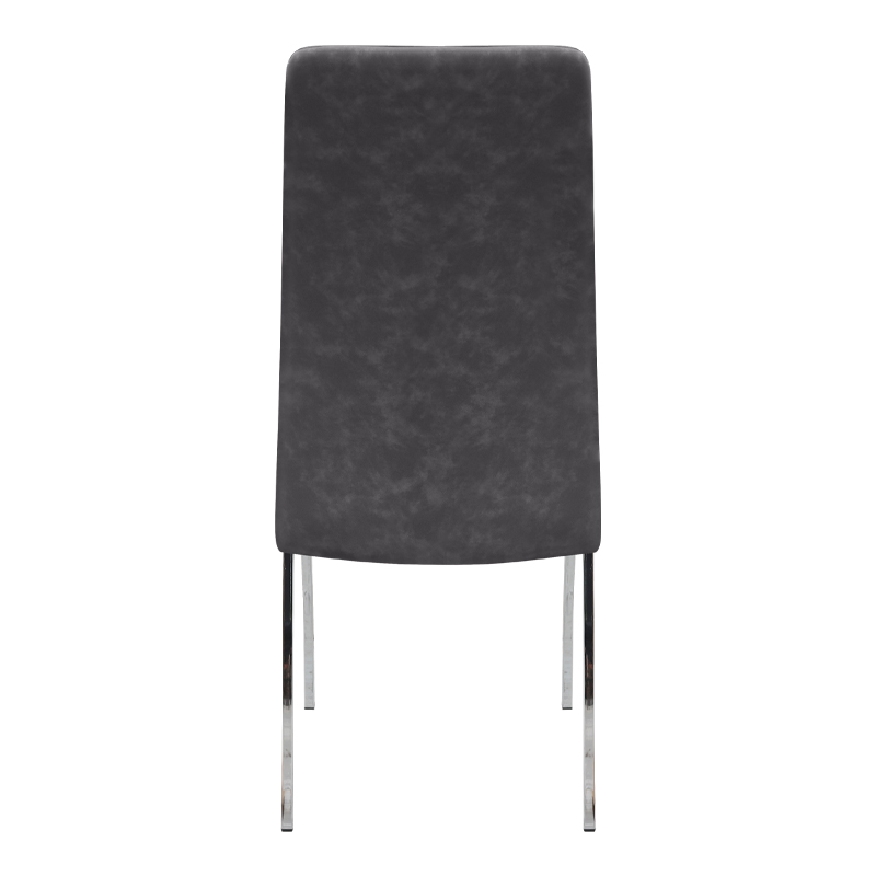 Alma Megapap pu leather dining chair in grey color with metal chrome legs 42x53x97cm.
