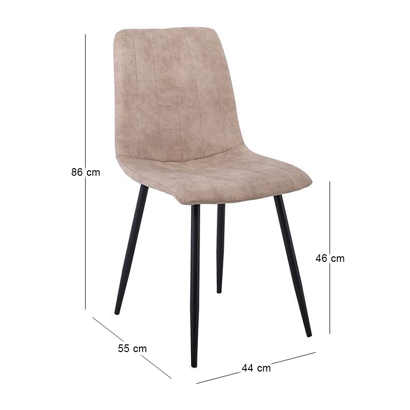 Καρέκλα τραπεζαρίας Aria ύφασμα suede χρώμα μπεζ 44x55x86εκ.