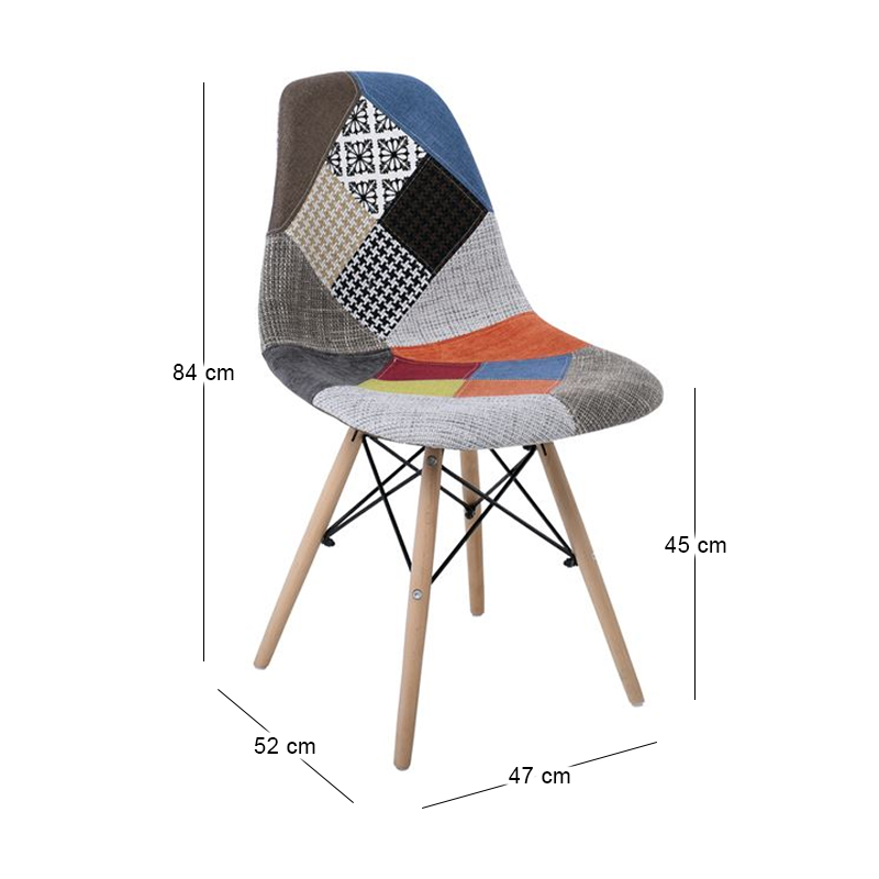 ART Wood Chair PP, Patchwork Fabric
