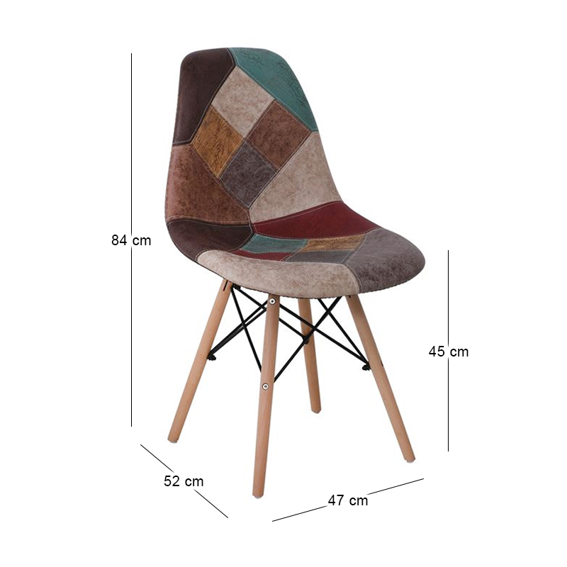 ART Wood Chair PP, Patchwork Fabric Misty Brown