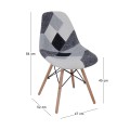 ART Wood Chair PP, Patchwork Fabric B&W