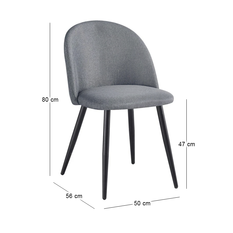 BELLA Chair Steel Black/Fabric Grey