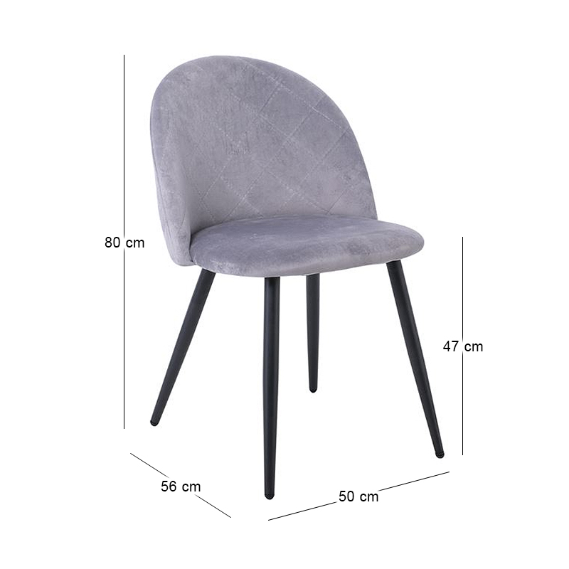 BELLA Chair Steel Black/Fabric Velure Grey