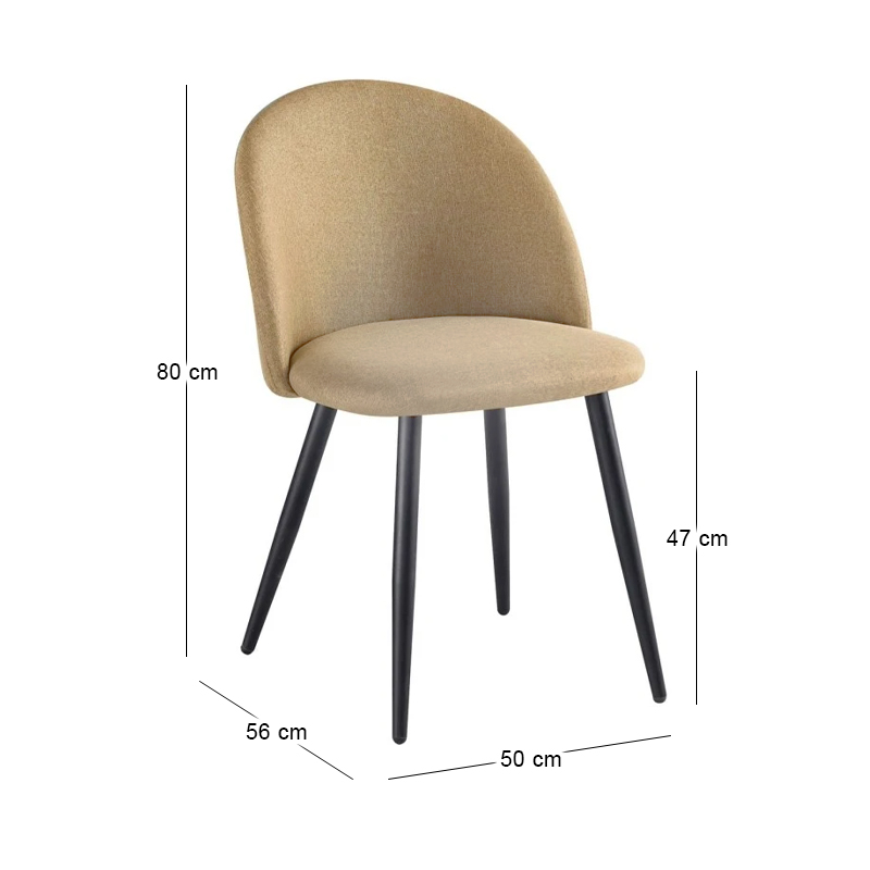 BELLA Chair Steel Black/Fabric Gold-Brown